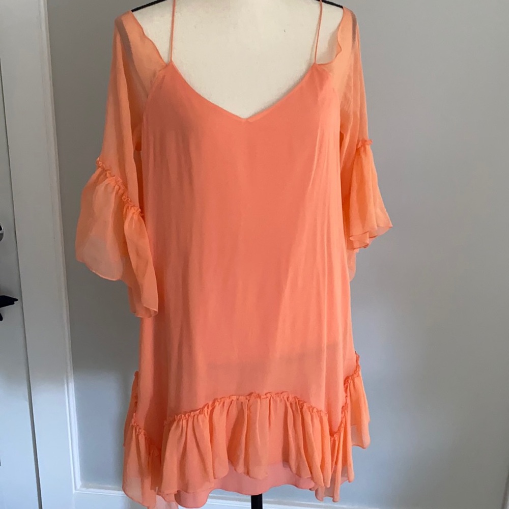 Alice and Olivia summer spaghetti peach dress